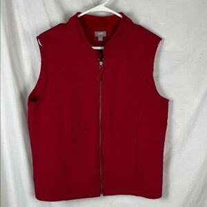 J. Jill Deep Red Zip Up Quilted Vest